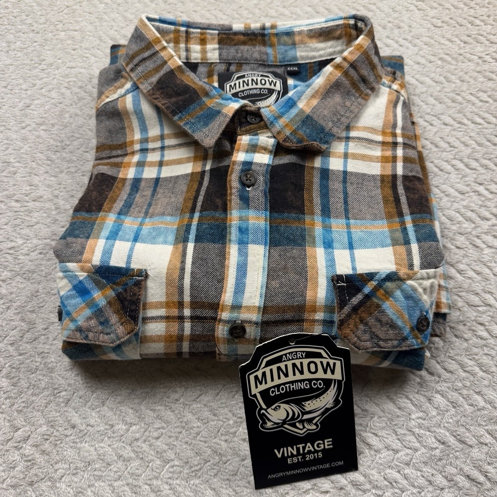 Angry Minnow Clothing Adult XXXL flannel NWT Long Sleeve Up North Cabin - Picture 3 of 14